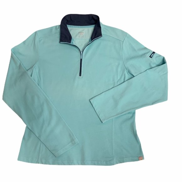 Horny Toad 1/4 Zip Long Sleeve T9 Tipped Zip Large Toad and Co Turquoise Blue - Picture 3 of 9